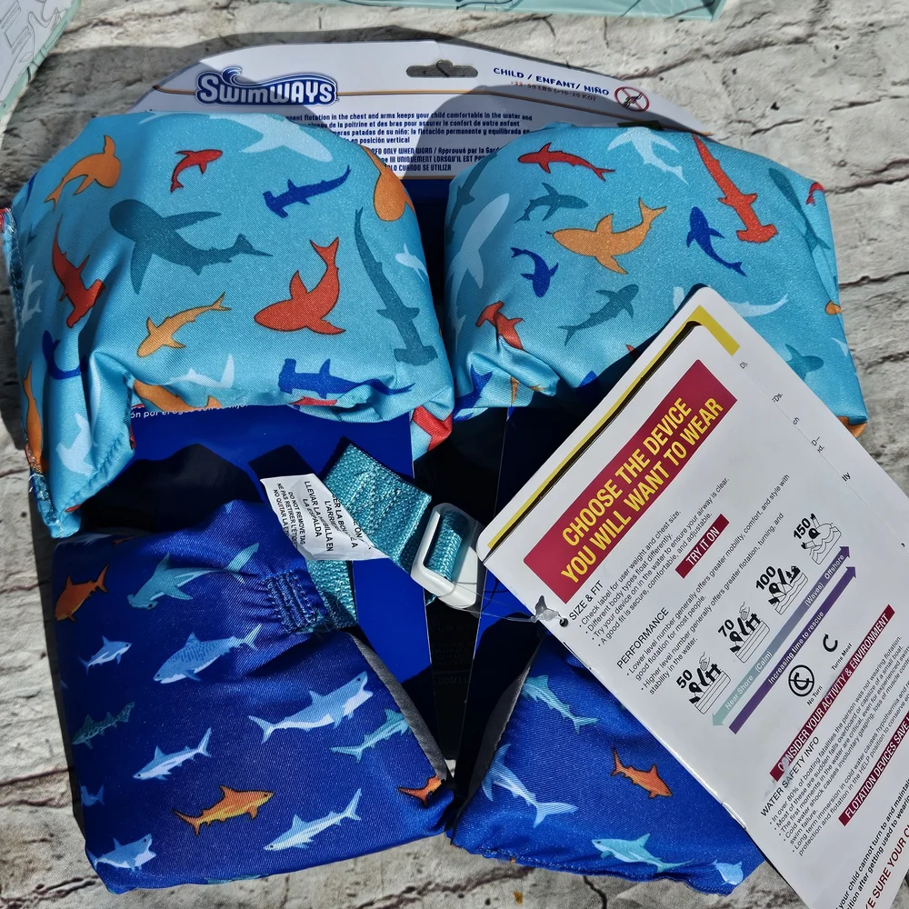 SwimWays Shark Print Swim Trainer Life Jacket 33-55lbs